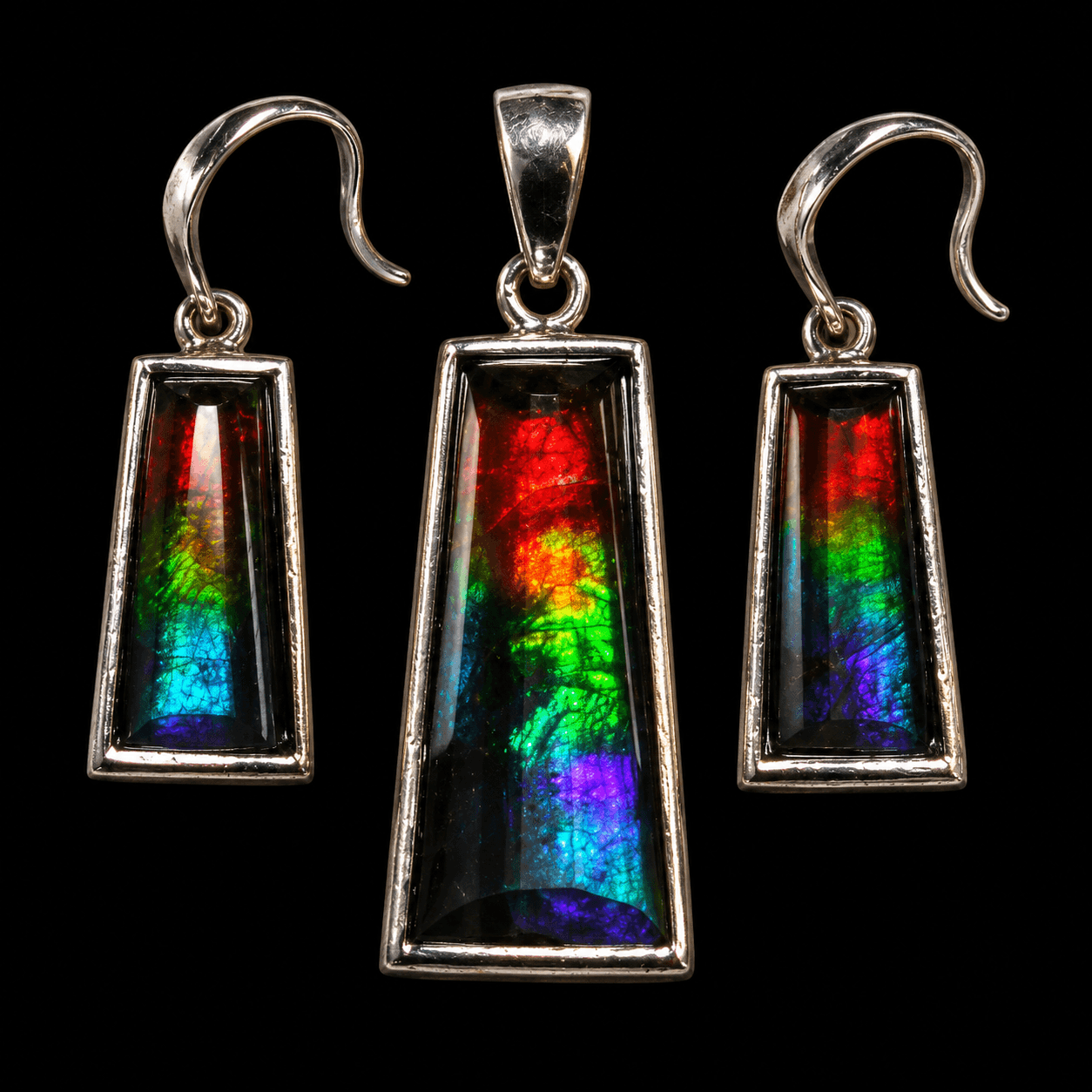 Sterling Silver Ammolite 18x8/12x6 Bell