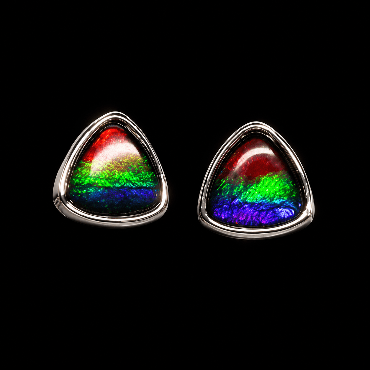Sterling Silver Ammolite 6mm Trillion Earrings