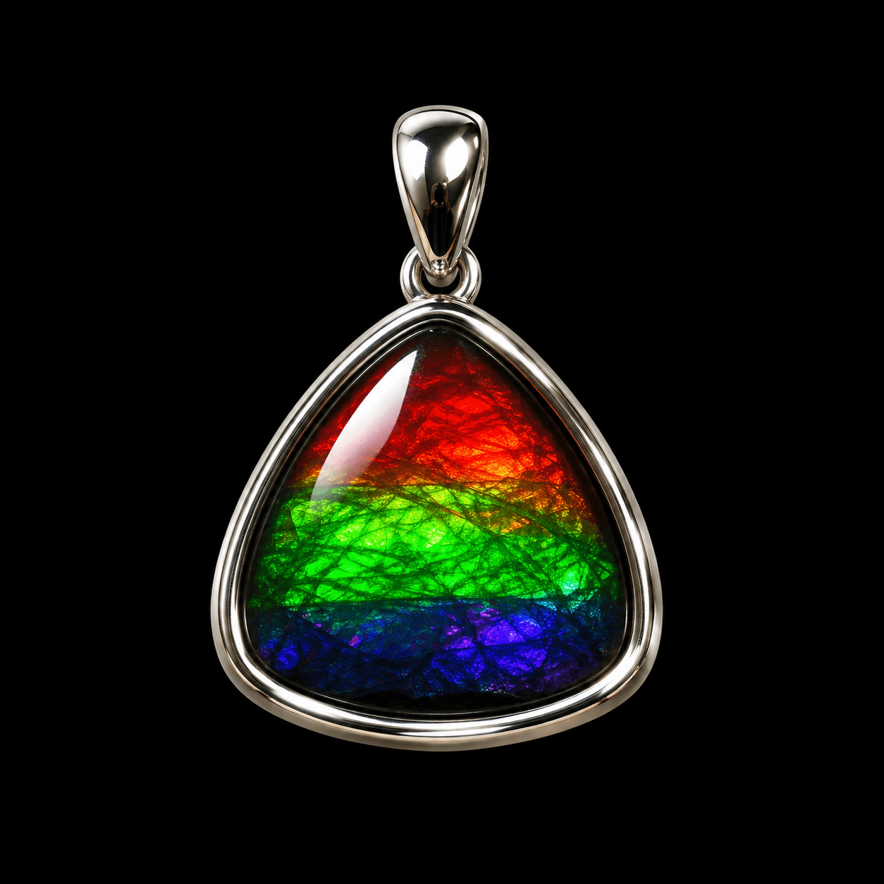 Sterlign Silver Ammolite 10mm Trillion Pendant